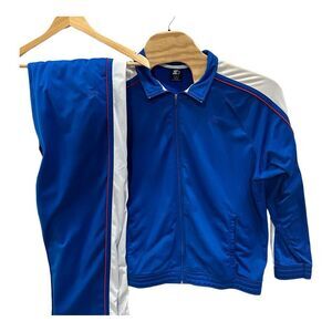 Vtg STARTER Full Zip Track Suit Set XL Jacket Lg Sweatpants Suit Blue‎ Knit
